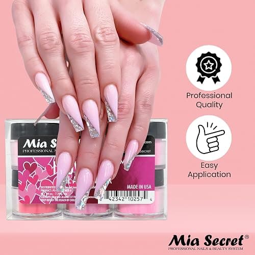 6PC Mia Secret Colored Acrylic Nail Art Powder Collection - I LOVE PINK, 6PC thumbnail 6