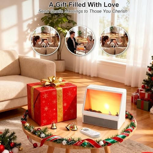 Sunrise Alarm Clock for Bedrooms, White Noise Machine Creative Simulated Sunrise Animation with 7 Modes, 12 Natural Sounds, Music Speaker & Remote, Wake Up Light Sunset Lamp Gifts for Heavy Sleepers thumbnail 8