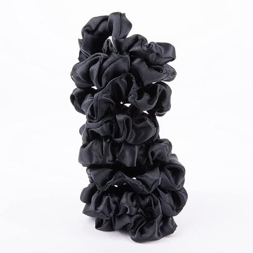 Amazon Basics Satin Scrunchies Black Hair Ties, Pack of 8 thumbnail 5