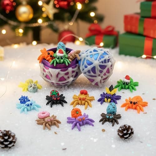Mini 3D Printed Animals Spider Egg with 10 Unique Spiders Inside, Glow in The Dark Surprise Eggs, Christmas Gifts for Teens Kids, Christmas Decorations Outdoor Indoor Toys for Girls Boys Party Favors thumbnail 2