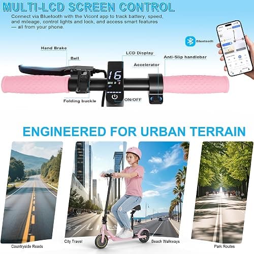 Electric Scooter for Adults with Seat Option, 350W/500W Motor, 8.5"/10" Solid Tires, Dual Suspension & Brakes, 16–22 MPH, Up to 22 Miles Range, Foldable Commuter Escooter with App Control thumbnail 9