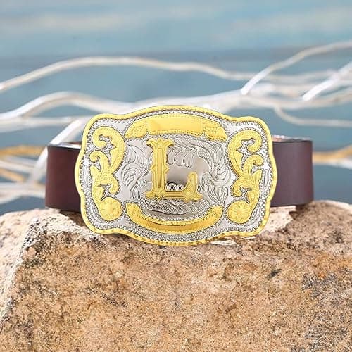Western Belt Buckle Initial Letters ABCDMRJ to Z Cowboy Belt Buckle, Rodeo Buckles for Men & Women Fits Up to 2 Inch Belts thumbnail 7