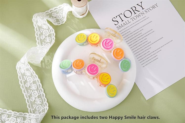 AACKS Colorful Y2K Hair Claws, Jaw Clamps and Clips - Smile Face Accessories for Girls' Summer Beach thumbnail 7