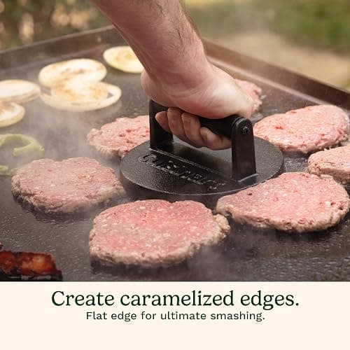 Cuisinart 6.5" Cast Iron Smashed Burger Press, Round Flat Edge Grill Press for Crispy Smash Burgers, Burger Tool for Grill and Griddle Accessories, for BBQs and Tailgates thumbnail 2