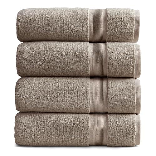 Springtree Home Luxury Bamboo Rayon Bath Towel Set of 4 | 35% Bamboo Rayon - 65% Cotton | Absorbent Quick-Dry Towels for Bathroom | Oeko-TEX Standard 100 Cotton | Cobblestone - Image 1