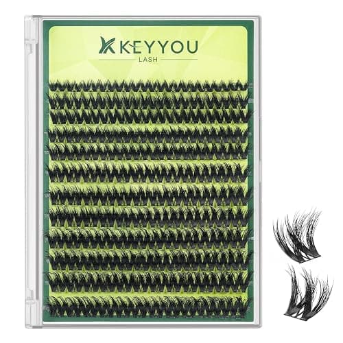 KEYYOU Lash Clusters 3D Effect Volume Eyelash Clusters Flaunt Style 144PCS D Curl Flora Wispy Look LengthLock 8–18mm Mix Ultra-Thin Black Band (PuffSilk V3D01) - Image 1