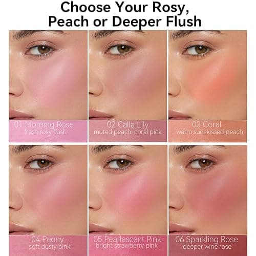 Blush for Cheeks, Strawberry Pink Matte Powder Blush Palette, Vegan,Cruelty-Free, High Pigment, Long Lasting, Buildable, Lightweight, Velvety Smooth, Natural-Looking Makeup, 0.1 Ounce PEARLESCENT PINK | Bright strawberry pink shade with a soft matte finish and buildable color thumbnail 6