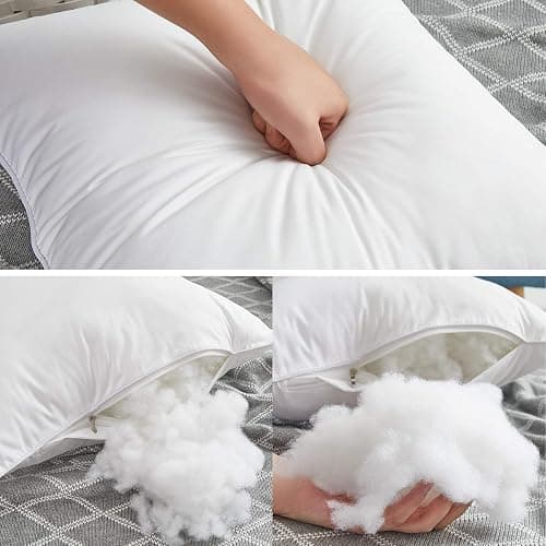 Oubonun 18"x18" Pillow Inserts (Set of 2) - Throw Pillow Inserts with 100% Cotton Cover - 18 Inch Square Interior Sofa Pillow Inserts - Decorative Pillow Insert Pair - White Couch Pillow thumbnail 4