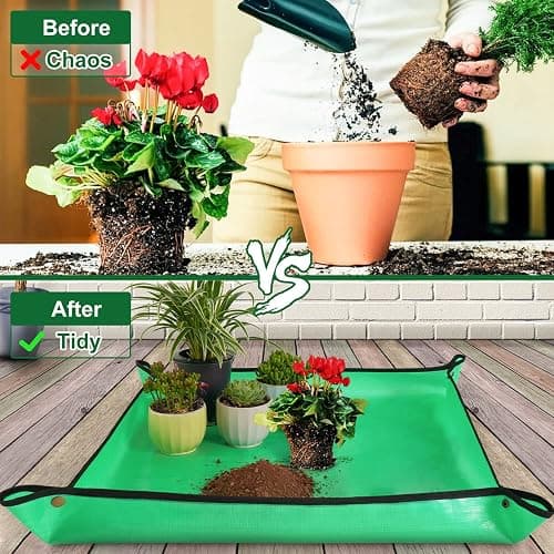 HNXTYAOB Repotting Mat for Indoor Plant Transplanting and Mess Control 27"x 27" Thickened Waterproof Potting Tray Foldable Succulent Potting Mat Portable Gardening Mat Garden Gifts for Women & Men thumbnail 2