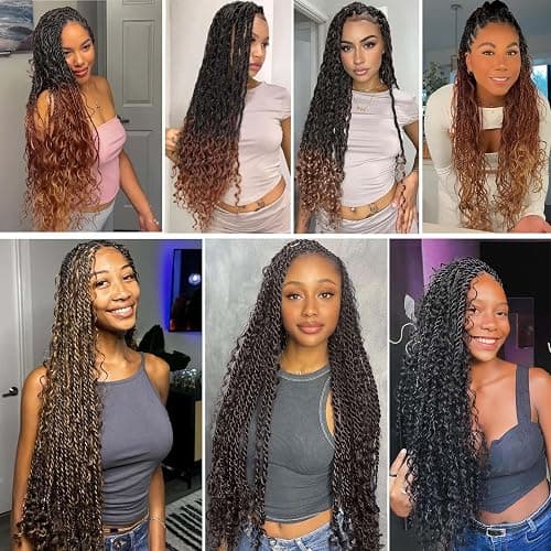 24 Inch Senegalese Twist Crochet Hair with Curls 9 Packs Pre-Looped Boho Island Twist Crochet Braids with Curly Ends Pre-Twisted Goddess Senegalese Twist for Women Braiding Hair Extensions 1B# thumbnail 7