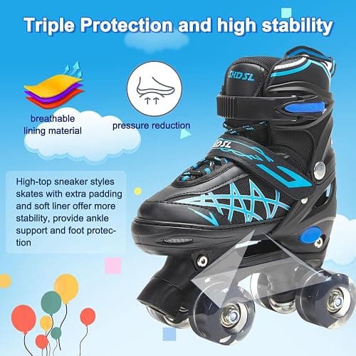 SHDSL Girls Roller Skates for Kids Beginners 4 Size Adjustable Roller Skates, Light UP 8 Wheels for Girls Roller Skate Fun Illuminating Roller Skate for Kids Boys patines para niñas thumbnail 4