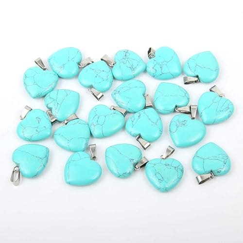 LE SKY 20 Pcs natural stone pendants heart shape healing stone charms for jewelry making thumbnail 6