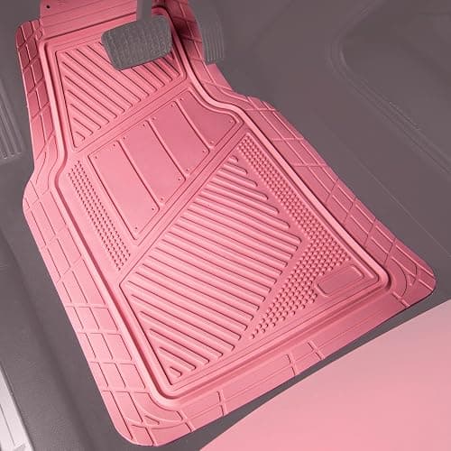 CAR PASS Heavy Duty Rubber Floor Mats 4-Piece,Pink Car Mats Full Sets Anti-Slip,Waterproof Universal Trim-to-Fit for Car SUV Truck, Durable All Weather Automotive Car Mats for Women,Girly(All Pink) thumbnail 7