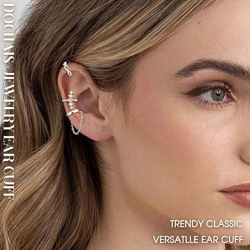 Dochais 5 Stück Ear Cuff Gold für Damen Ohrmanschette Ohne Ohrloch Fake Helix Piercing Clip Ear Cuff Wrap Earcuff Set Gold Ohrringe Fakepircings Ohr Ohrringe Manschette Knorpel Earcuffs für Mädchen thumbnail 2
