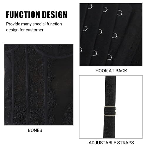 Raxnode Lace Bustier Corset Tops for Women - Sexy Going Out Party Club Top with Buckle thumbnail 4