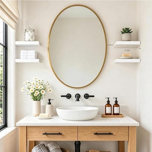 Mifurn Floating Shelves for Wall, Set of 4 Wooden Wall Mounted Shelves for Bathroom Over Toilet, Bedroom, Kitchen, Living Room & Office, Modern Hanging Storage and Wall Decor, White, 12"x7"x1.5" thumbnail 6