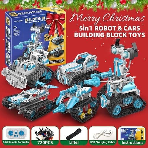 Suplanet STEM Robot for Kids Ages 8-14, 5-in-1 Remote Control and APP Programmable Robot Toys - 720 Pcs DIY Building Science Educational Kit, Building Block Birthday Present for Teen Boys Girls thumbnail 2
