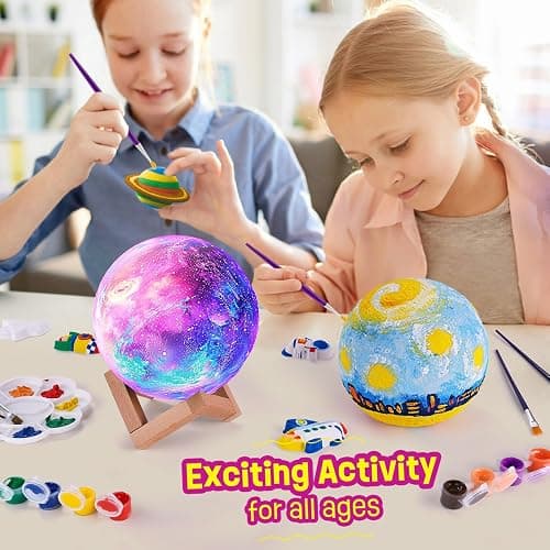 Paint Your Own Moon Lamp Kit, Cool Gifts DIY 3D Space Moon Night Light, Art Supplies Arts & Crafts Kit, Arts and Crafts for Kids Ages 8-12, Toys Girls Boy Birthday Gift Ages 3 4 5 6 7 8 9 10 11 12+ - Moon thumbnail 2