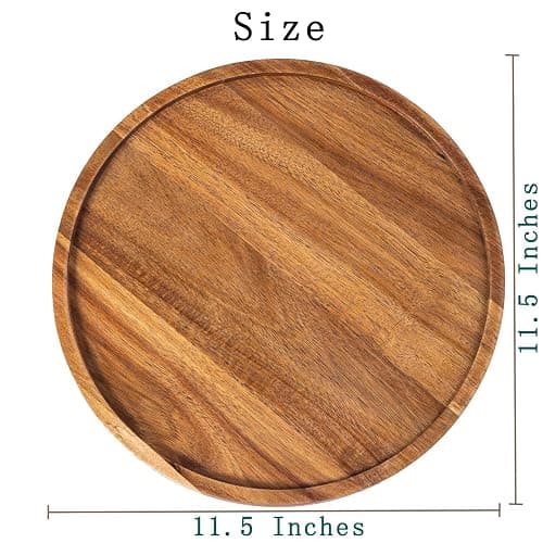 11.5 Inches Candle Holder Tray Home Decor, Round Wood Tray for Coffee Table, Small Wooden Serving Decorative Trays for Home thumbnail 3
