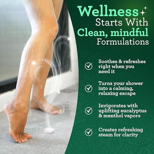 GuruNanda Eucalyptus Vapor Shower Tablets, Clean-Dissolving Aromatherapy Shower Steamers with Eucalyptus & Menthol, Promotes Relaxation, Ideal for Gifting, 10 Count thumbnail 4