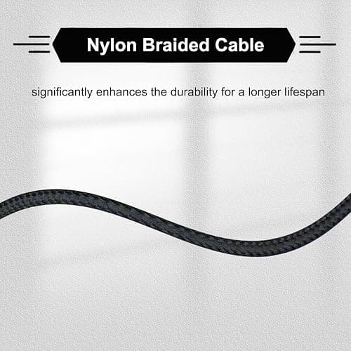 SPTSSWET Replacement Audio Cable Cord Compatible with Kingston Hyperx Cloud Alpha for Hyper X Cloud Mix,for Logitech G933,G633 Gaming Headsets Headphones Nylon Braided Audio Cable 3.5mm,Black,5FT thumbnail 4