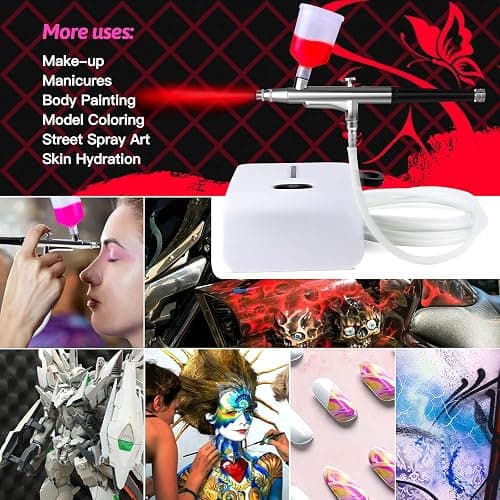 Cake Airbrush Decorating Kit with Compressor: Futebo Cookie Airbrush Kit with 24 Vivid Airbrush Liquid Food Colors, Decorate Cakes, Desserts or Other Baking Food(Color: White) thumbnail 7