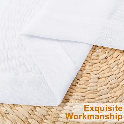 Hiasan Short White Sheer Curtains 36 Inches Length, Light Filtering Voile Drapes Airy Breathable Rod Pocket Kitchen Curtains for Small Window, 52 Inches Width, 2 Panels thumbnail 8