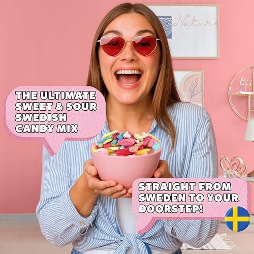 BUBS Swedish Candy Mix 1.5 Pound Bag With 14 Flavor Variety, Sweet and Sour Foam and Gummy Candy - BUBS, Ahlgrens Bilar, S-Märke, Lips and more thumbnail 2