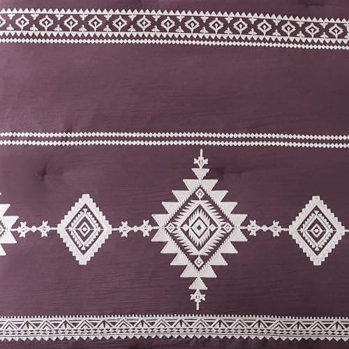 MaiRêve Embroidery Queen Size Comforter Set Purple, Boho Farmhouse Western Bedding Set 7 Pieces, All Season Bed in A Bag Comforter Set with Sheets, Pillowcases & Shams thumbnail 9