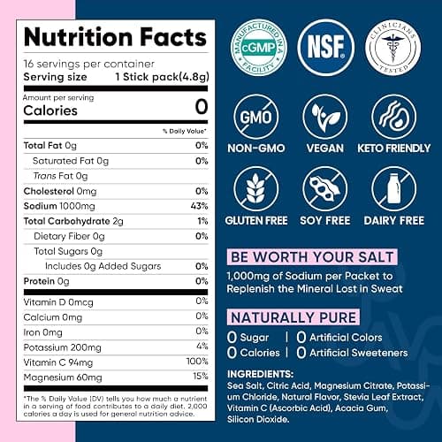 Venture Pal High Sodium Sugar Free Electrolytes Powder Packet - Hydration Packets with Vitamin, Sodium & Potassium | Zero Calories | Vegan, Keto & Paleo Friendly Electrolyte Drink Mix - 30 Sticks thumbnail 10
