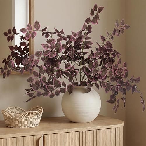 Daynight 35″ Fall Artificial Eucalyptus Stems, 12Pcs Silk Faux Eucalyptus Leaves Branches, Autumn Harvest Greenery Stems for Thanksgiving Halloween Farmhouse Table Centerpiece DIY Decor (12, Burgundy) thumbnail 5