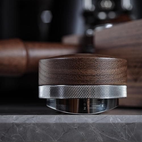 KNODOS 54mm Espresso Distribution Tool Walnut Coffee Distributor Adjustable Depth Stainless Steel Espresso Leveler Compatible with Breville Espresso Machines thumbnail 5