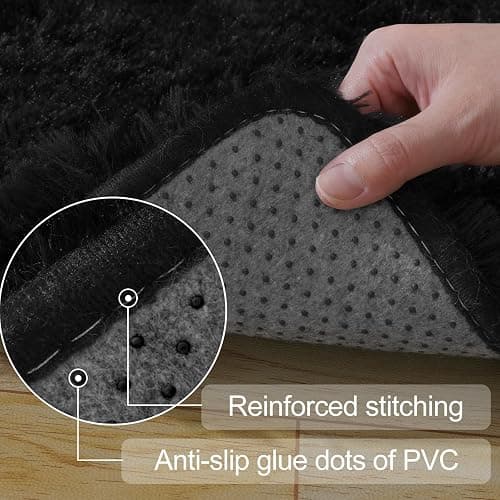 qulint Black Rugs for Living Room, Large Fluffy 6x9 Area Rugs for Bedroom, Soft Shag Shaggy Fuzzy Carpets for Boys and Girls Dorm Room Home Decor (6ft x 9ft, Black) thumbnail 3