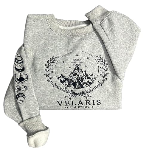 Embroidered Velaris Shirt, Velaris City Of Starlight Embroidered Sweatshirt, The Night Court, SJM sweater, City Of Starlight, ACOTAR Shirt Grey - Image 1