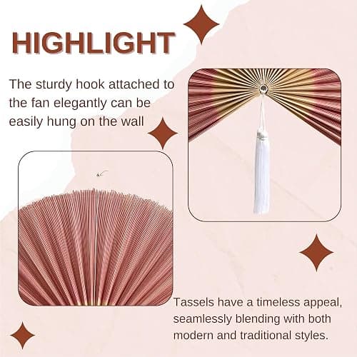ChumDecor Fan Wall Decor,Japanese Chinese Wall Fans Decor, Boho Hanging Headboard,Decorative Folding Fan for Over Bed Decorations (Redpink, 40inch) thumbnail 6