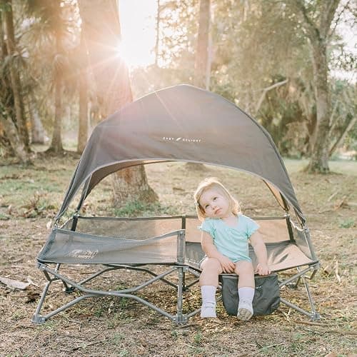 Baby Delight Go with Me Bungalow Deluxe Portable Cot | Toddler Travel Bed | Indoor and Outdoor | Sun Canopy | Grey thumbnail 2