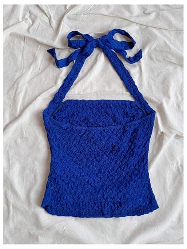 SOLY HUX Women's Halter Top Tie Back Textured Going Out Concert Beach Vacation Crop Tops Summer Sleeveless Camisole thumbnail 3
