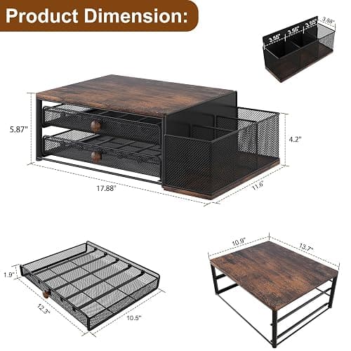 TQVAI K Cup Holder - 60 Capsule Capacity 2 Tier Sliding Pods Storage Drawer with Disposable Cups & Lids Holder, Coffee Bar Station Organizer for Countertop, Black thumbnail 3