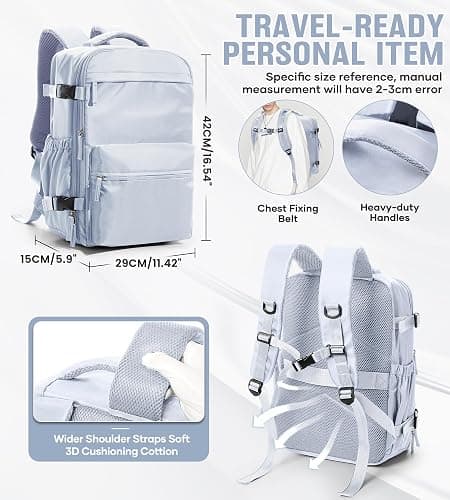 BOXSAM Vacuum Travel Backpack with Pump for Women, Personal Item Carry on Vacpack Backpacks Flight Approved 18x14x8 inches for Men,Laptop Waterproof Work Compression bags Casual Daypack,Grey thumbnail 8