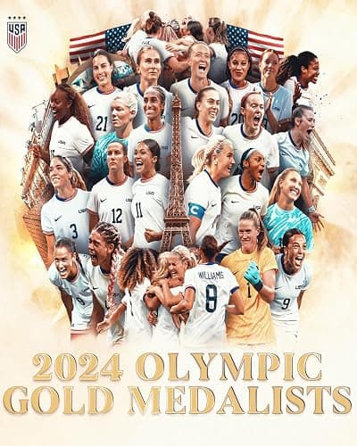 SPORTSPHOTOSUSA 2024 USA Olympic Soccer USWNT For Gold Medal 8X10 Photo - Image 1