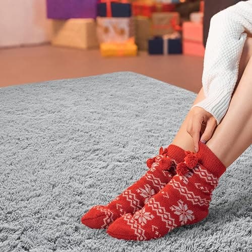 Andecor Soft Fluffy Bedroom Rugs, 4 x 6 Feet Indoor Shaggy Plush Area Rug for Boys Girls Kids Baby College Dorm Living Room Home Decor Floor Carpet, Grey thumbnail 6