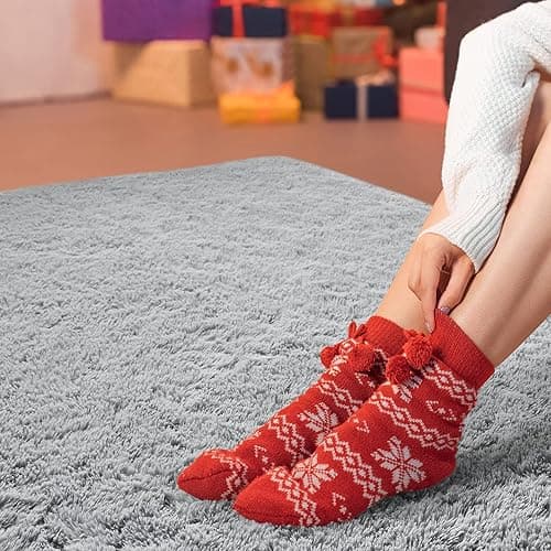 Andecor Soft Fluffy Bedroom Rugs, 4 x 6 Feet Indoor Shaggy Plush Area Rug for Boys Girls Kids Baby College Dorm Living Room Home Decor Floor Carpet, Grey - 4' x 6' (Rectangular) - Grey thumbnail 6