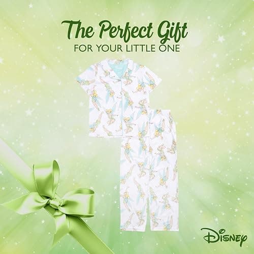 Disney Minnie Mouse Girls' 2-Piece Loose-fit Button Down Matching Pajama Set, Soft & Cute for Kids thumbnail 8