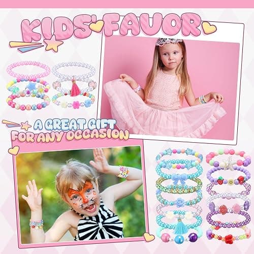 Ecally 100 Pcs Kids Bracelets for Girls Bulk Colorful Beaded Bracelets Little Girls Party Favors Easter Birthday Jewelry Gift for Kids Toddler thumbnail 6