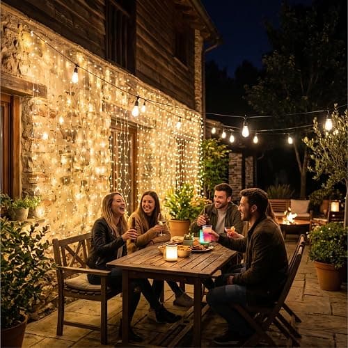 ZSJWL 300 LED Curtain Fairy Lights with Remote, 9.8 × 9.8 Ft, USB Plug in | 8 Modes, Waterproof, Twinkle Silver Wire, String Lights for Bedroom, Windows, Christmas, Wedding and Party Decor, Warm White thumbnail 8