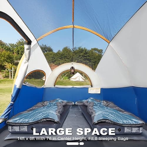 GoHimal 8 Person Tent for Camping, Waterproof Windproof Family Tent with Rainfly, Divided Curtain Design for Privacy Space, Portable with Carry Bag thumbnail 4