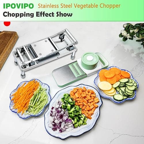 Stainless steel Vegetable Chopper, Veggie Chopper With 8 Blades, Onion Dicer with Container, Food Cutter & Grater Mandoline Slicer thumbnail 6