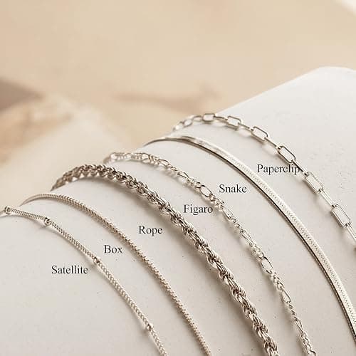 DEARMAY Dainty Silver Plated Bracelets for Women Trendy, Silver Jewelry Set for Women Bracelets for Women Paperclip Box Herringbone Figaro Rope Chain Bracelet Fashion Pack Gifts for Women thumbnail 7