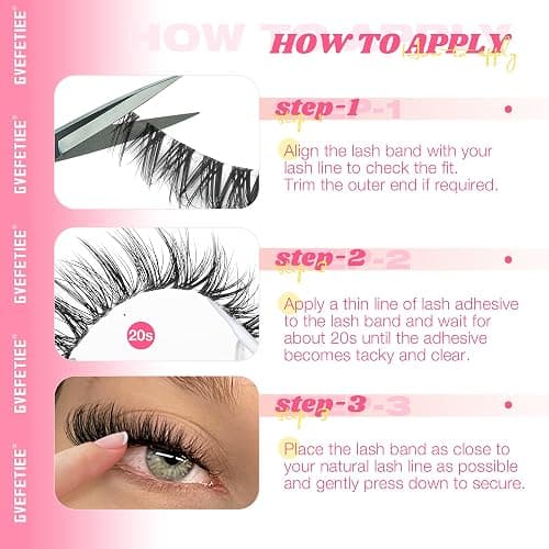 False Eyelashes Fox Eye 8 Pairs Pack 40D Natural Look Fluffy Wispy Cat Eye Lashes Soft Faux Mink Lashes Lightweight D-Curl Clear Band Eyealshes by GVEFETIEE thumbnail 4