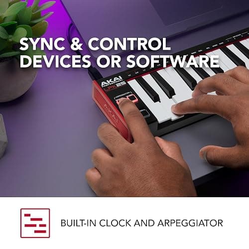 Akai Professional LPK25 - USB MIDI Keyboard Controller with 25 Responsive Synth Keys for Mac and PC, Arpeggiator and Music Production Software,black thumbnail 3